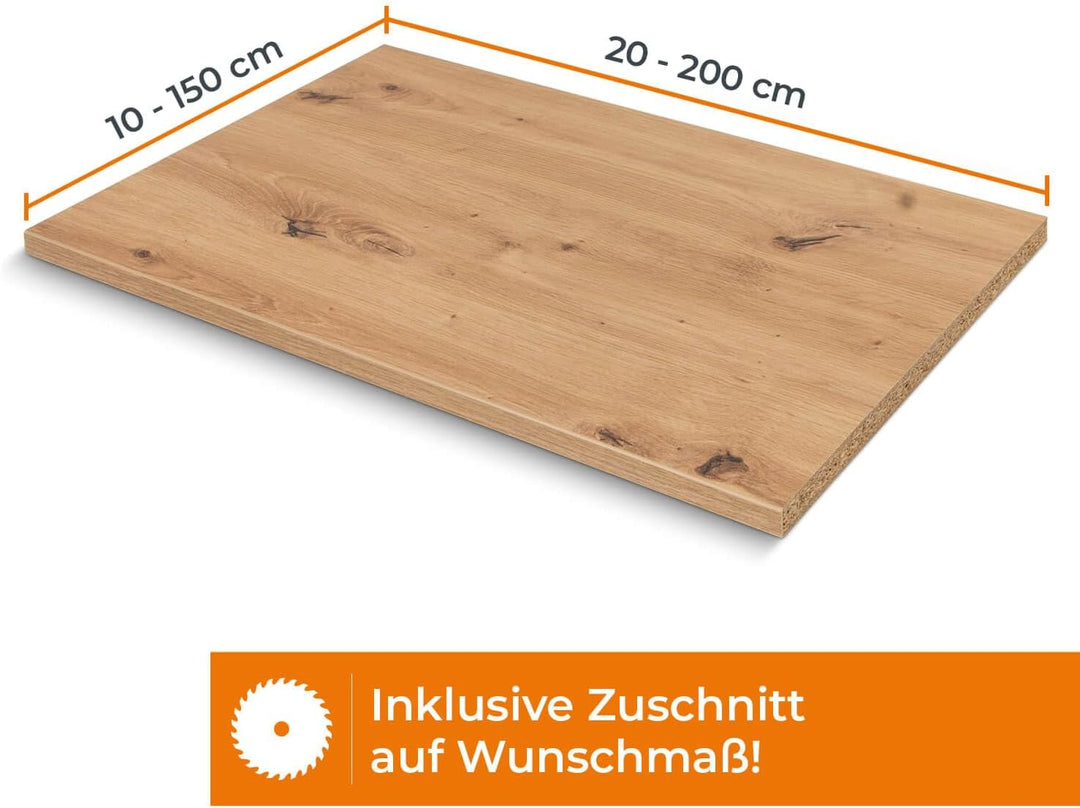 Einlegeboden, Regalboden nach Mass - 1,9 cm Starke Spanplatte, melaminbeschichtet, einseitige ABS-Ka