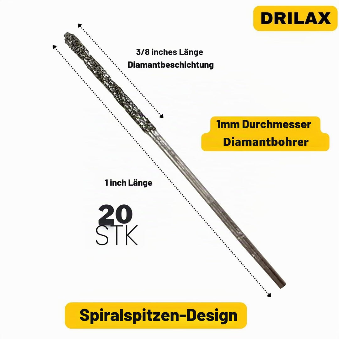 Drilax 1mm Diamantbohrer Set – Diamantbeschichtete Mikro Bohrer für Schmuck, Glas, Muscheln, Edelste