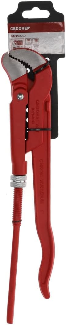 GEDORE red 45degree abgewinkelte Eck-Rohrzange, Spannweite 40 mm/1 Zoll, S-Maul, massiv, Zahnung ver