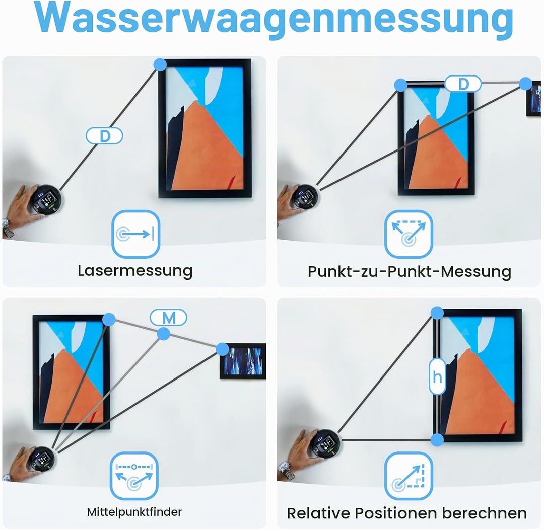 HOZO M-Cube 02 Kreuzlinienlaser mit 50m grünem Laser – P2P-Messung &amp; Zentrumssucher, 360° drehbar, h