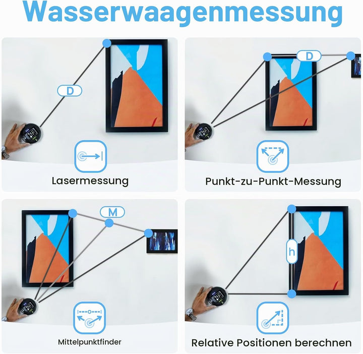 HOZO M-Cube 02 Kreuzlinienlaser mit 50m grünem Laser – P2P-Messung &amp; Zentrumssucher, 360° drehbar, h