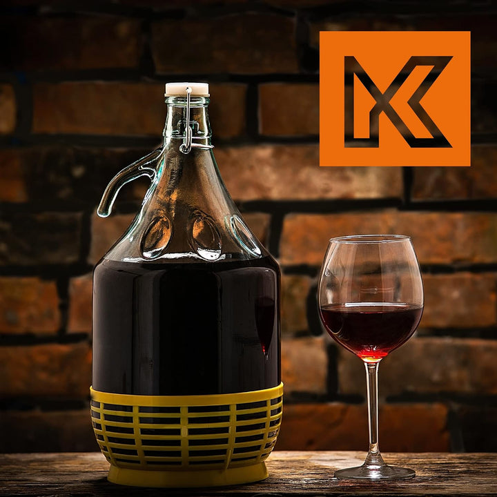 KADAX Weinballon 5L, Glasballon für Wein 6 stück, Weinfass aus glas, Gärballon, Fass für Wein aus Gl