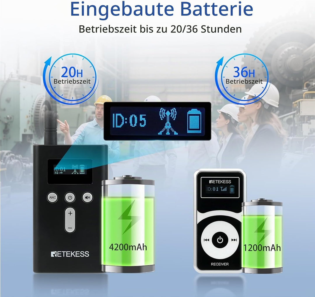 Retekess T130P (T130 3rd) Kabelloses Tour Guide System, Verbesserte Rauschunterdrückung, 160m/525ft,
