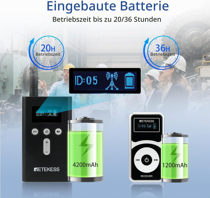 Retekess T130P (T130 3rd) Kabelloses Tour Guide System, Verbesserte Rauschunterdrückung, 160m/525ft,
