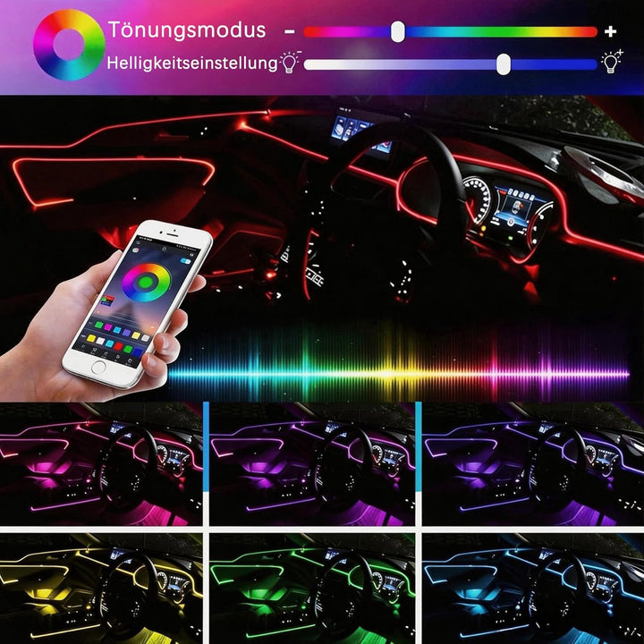 YAOBLUESEA 12V Auto LED Innenbeleuchtung, 6M LED 5050 RGB Ambientebeleuchtung Atmosphäre Neon Lichtl
