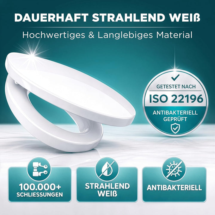 WC Sitzerhöhung 7,5cm inkl. Absenkautomatik für bequemes Sitzen & Aufstehen | Erhöhter Toilettensitz