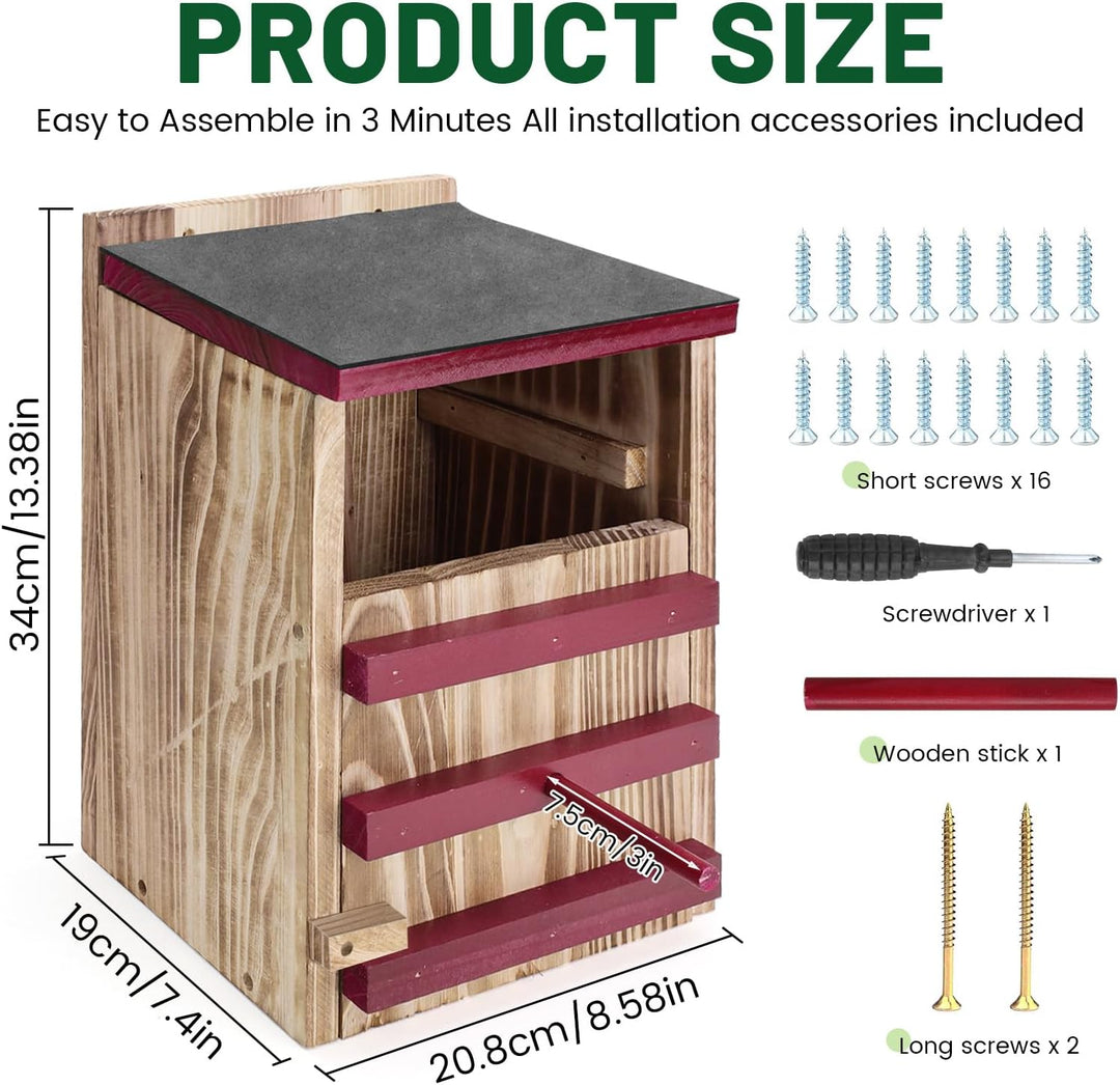 Eulenhaus aus Holz, wasserdichter Eulen-Nistkasten, Vogelhäuser für draussen mit Befestigungsschraub