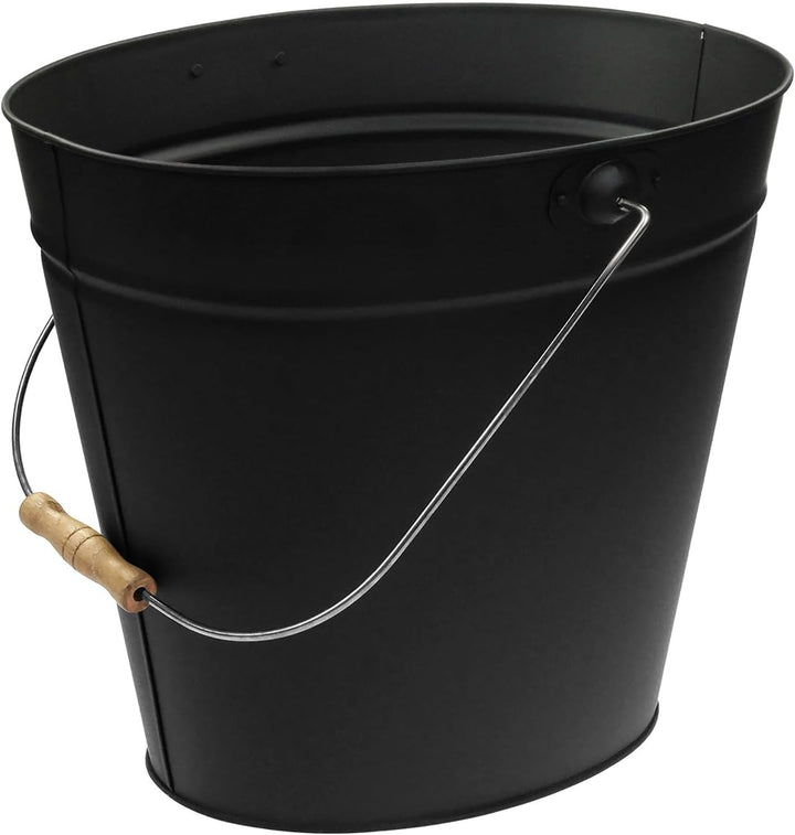 raik Ascheeimer Werner schwarz 24 l verzinkter Stahleimer mit Deckel und Holzgriff zum sicheren Tran