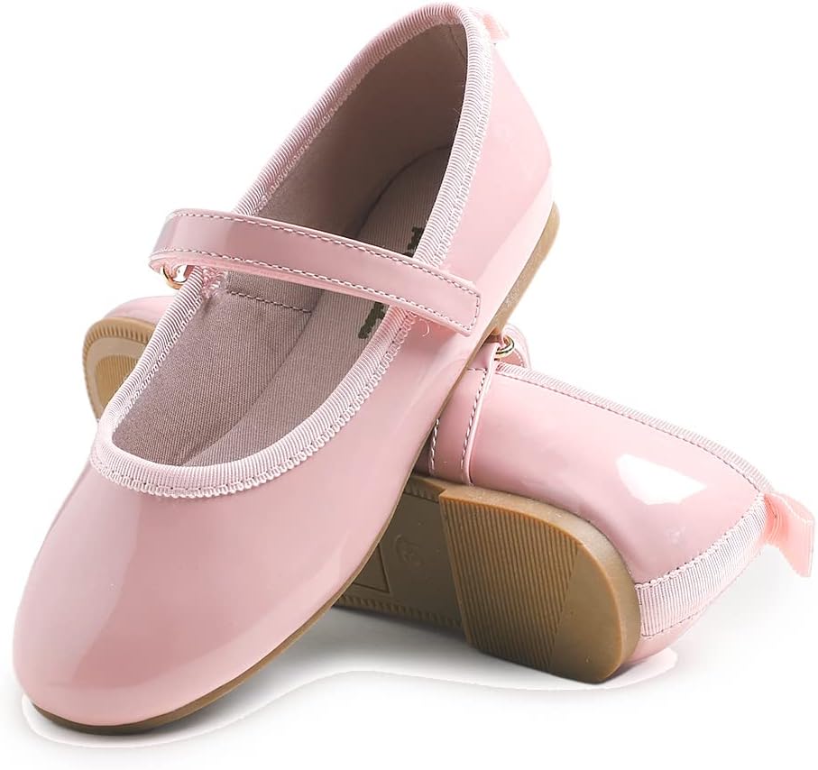 Feversole Girls Cute Dress, Mädchen süsses Kleid Mary Jane Schuhe weiche Party Urlaub Ballerinas Ros