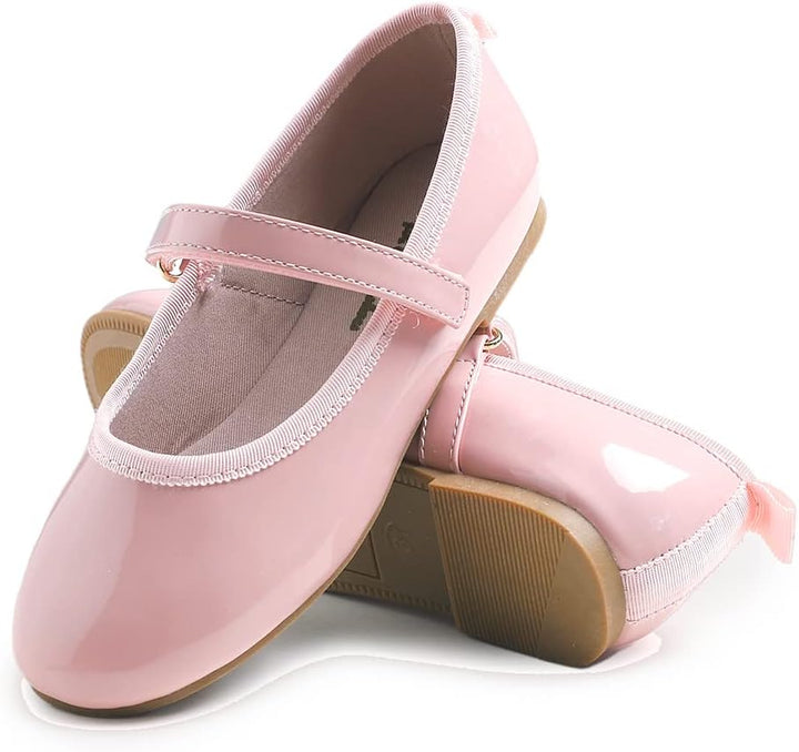 Feversole Girls Cute Dress, Mädchen süsses Kleid Mary Jane Schuhe weiche Party Urlaub Ballerinas Ros