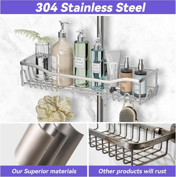 Duschablage Ohne Bohren,304 Edelstahl Badregal Duschregal Rostfrei,Grosse Grösse und Kapazität Dusch