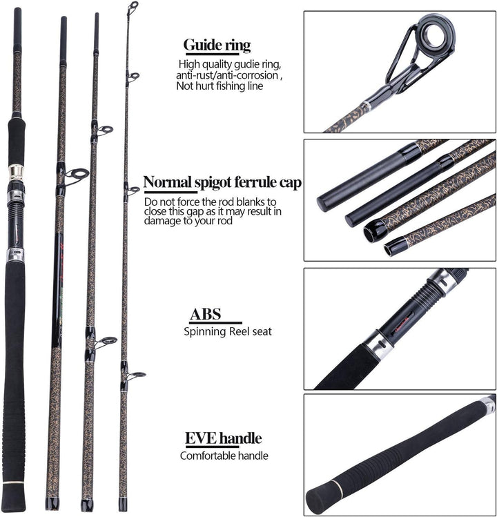 Sougayilang Karpfen Angelrute, Porable High Carbon 4 Pc Rohlinge Karpfen Angelrute für Reisen Süsswa