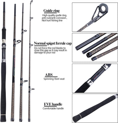 Sougayilang Karpfen Angelrute, Porable High Carbon 4 Pc Rohlinge Karpfen Angelrute für Reisen Süsswa