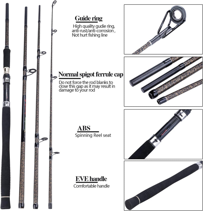 Sougayilang Karpfen Angelrute, Porable High Carbon 4 Pc Rohlinge Karpfen Angelrute für Reisen Süsswa