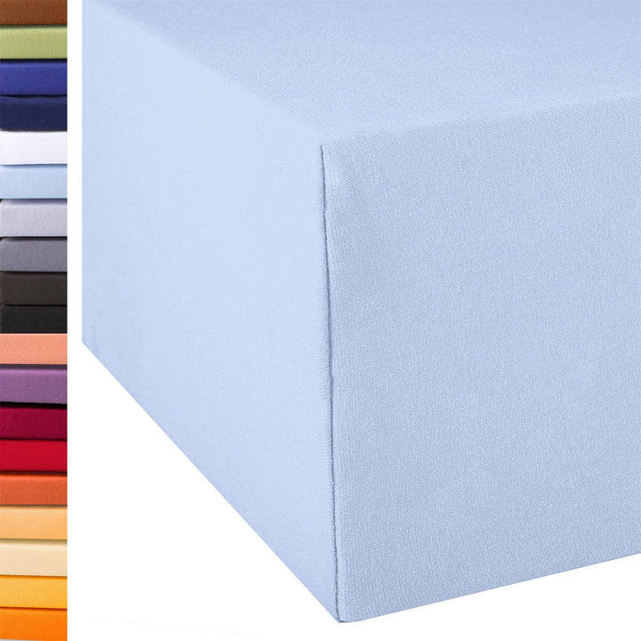 aqua-textil Exclusiv Spannbettlaken 180x200-200x220 cm Aqua blau Jersey Baumwolle 230g/qm Spannbettt