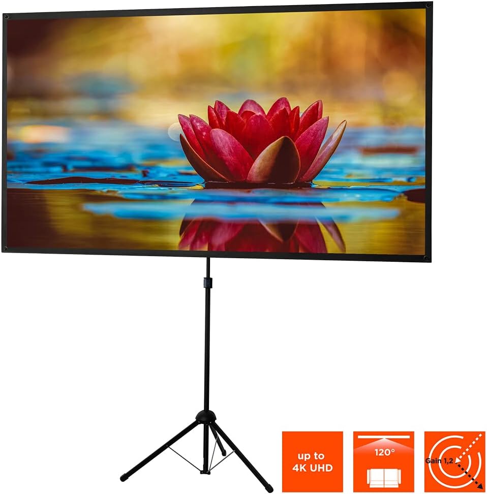 celexon tragbare, leichte und Mobile Beamer-Stativ- Leinwand mit höhenverstellbarerer Teleskopstange