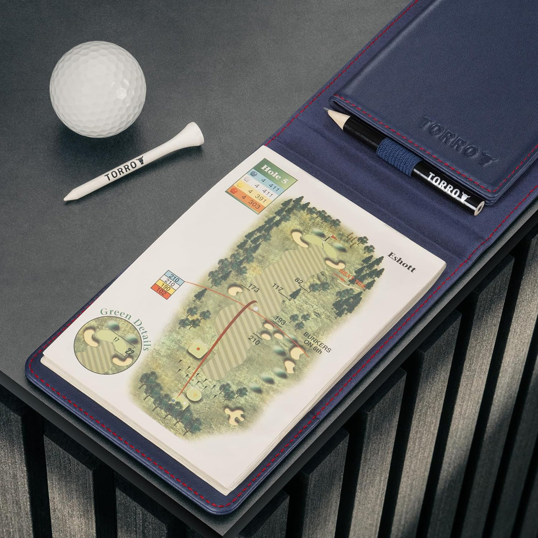 TORRO Golf Scorekartenhalter und Yardage-Buch-Cover – Echteder Golf Scorekarte und Yardage Wallet mi