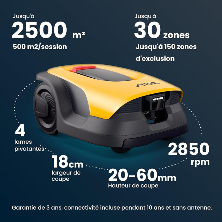 STIGA A 25v a Rasenmähroboter, 25,2 V, 18 cm – KI-integrierte Kamera, App-Steuerung, Anpassbare Mähm