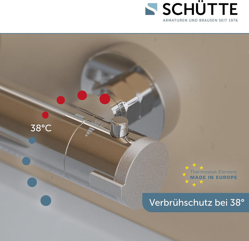 SCHÜTTE 52470 LONDON Badewannenarmatur Thermostat, Wannenarmatur Wannenthermostat mit Verbrühschutz