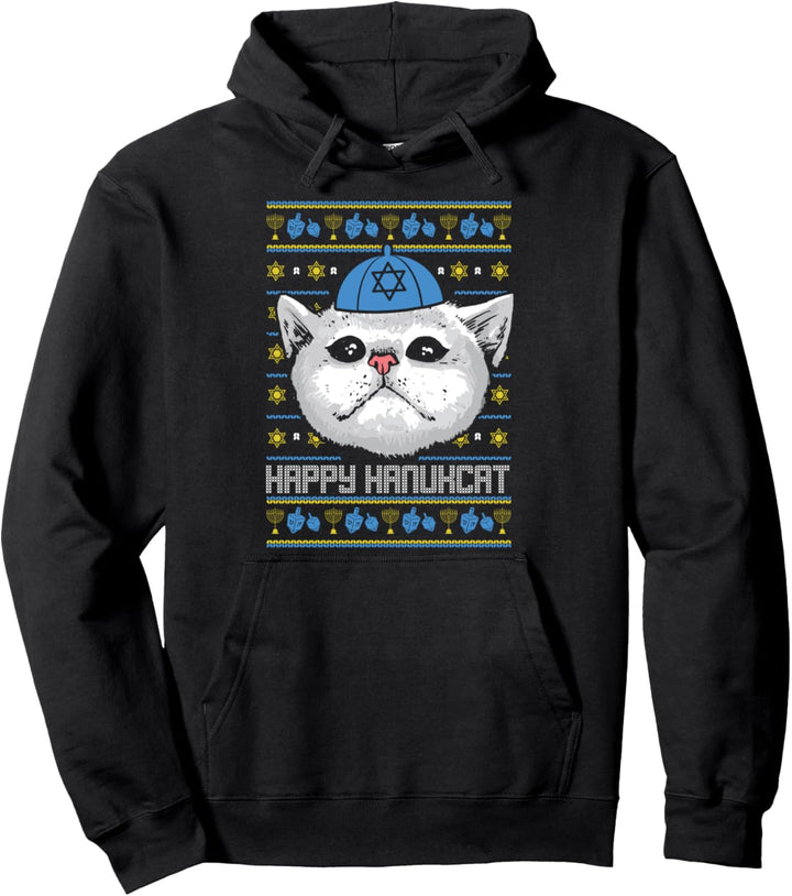 Happy Hanukcat Hanukkah Jüdische Feiertage Katzen Chanukka Pullover Hoodie