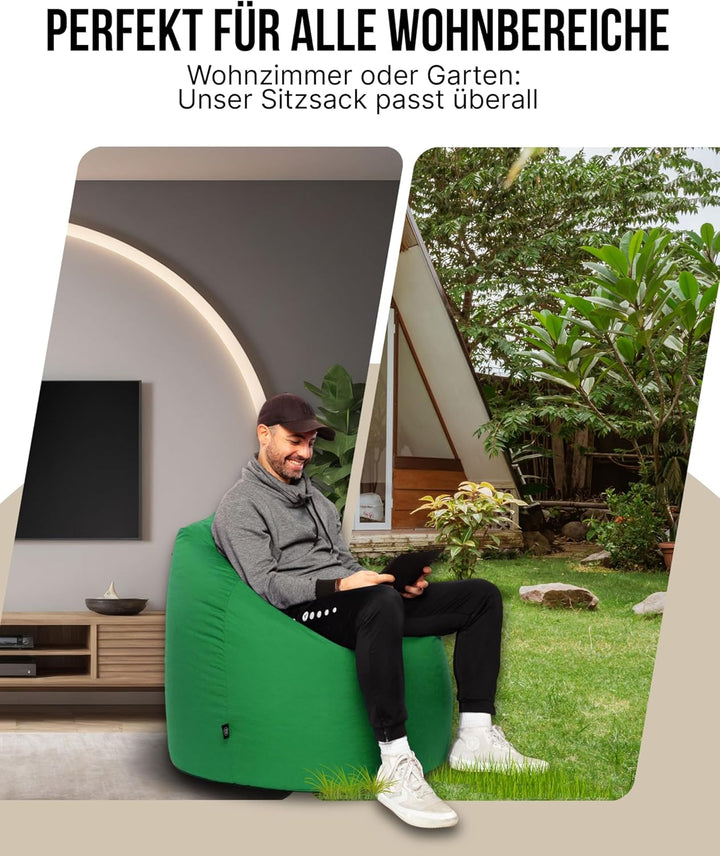 PATCH HOME Patchhome Sitzsack Tropfenform mit Reissverschluss Nachfüllbar - für In &amp; Outdoor - mit S