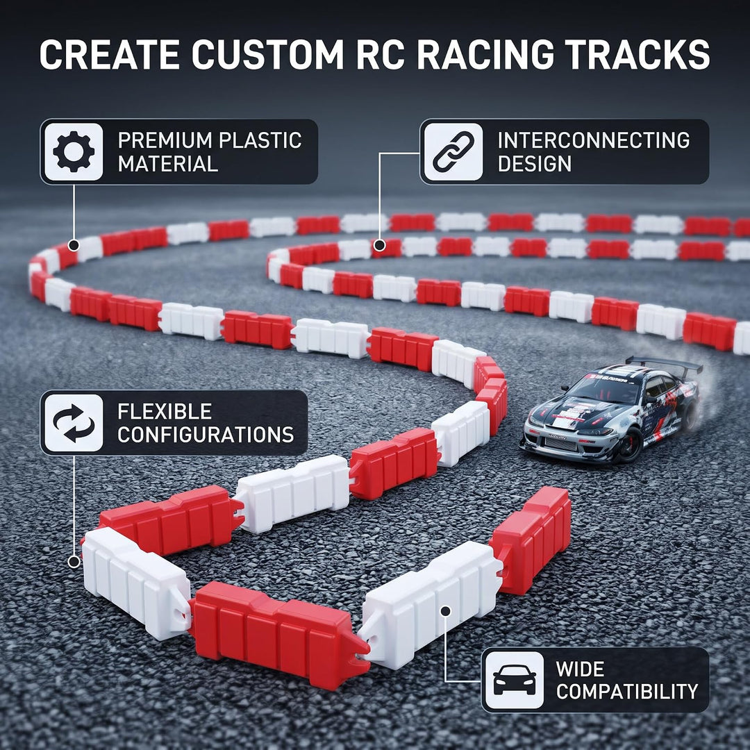 BAFOVY RC Car Racing Barrier, RC Road Barrier für Z Drift Racetrack Dekorativ, Kunststoff, 120 Stück