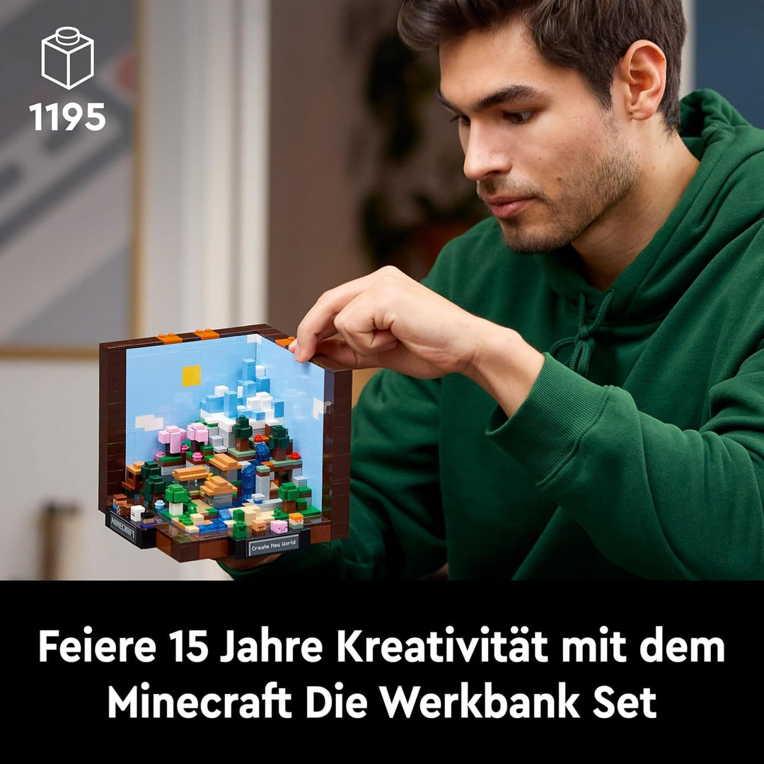 LEGO Minecraft Die Werkbank Bauset, Videospiel-Set mit 8 Figuren, darunter Steve, Alex, Kreaturen un