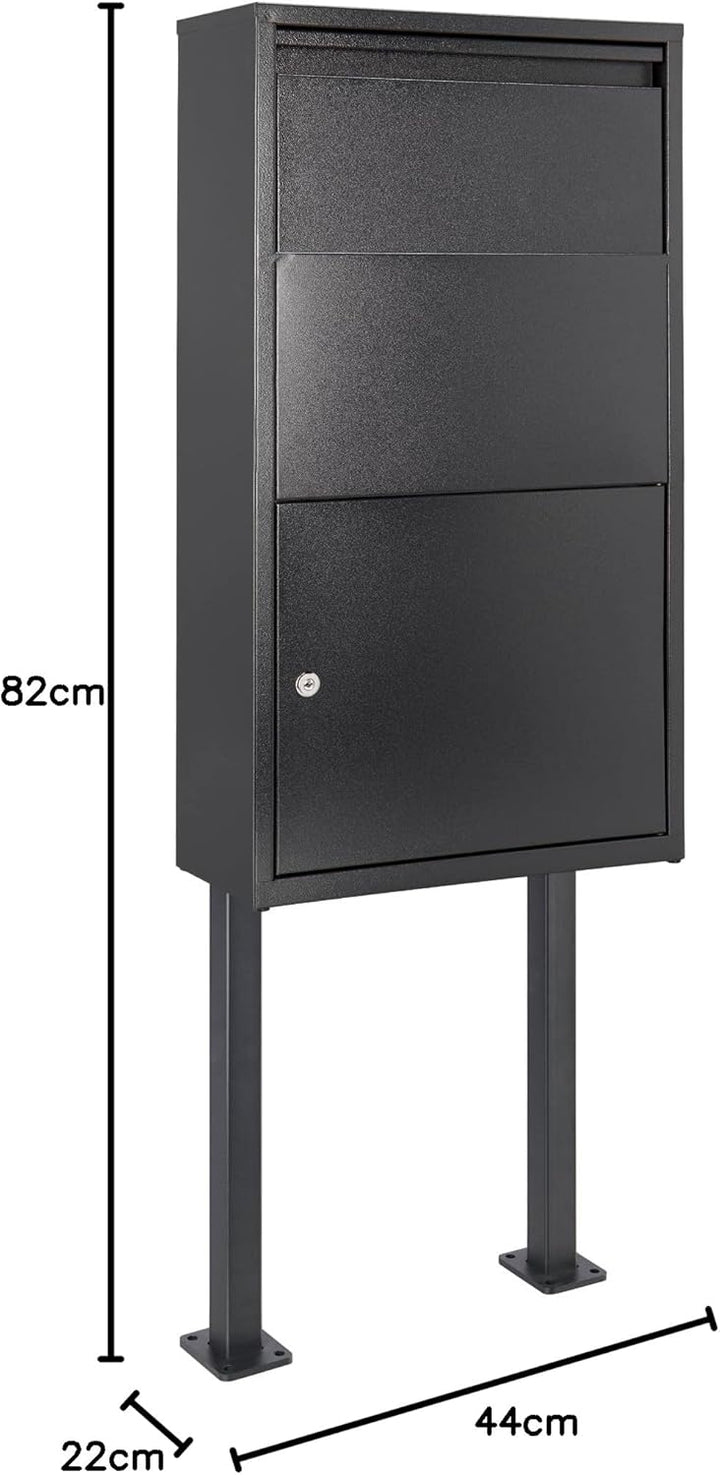 Haussmann Paketbriefkasten Box 391, XXL Breifkasten mit Ständer (Box + Ständer), Box + Ständer