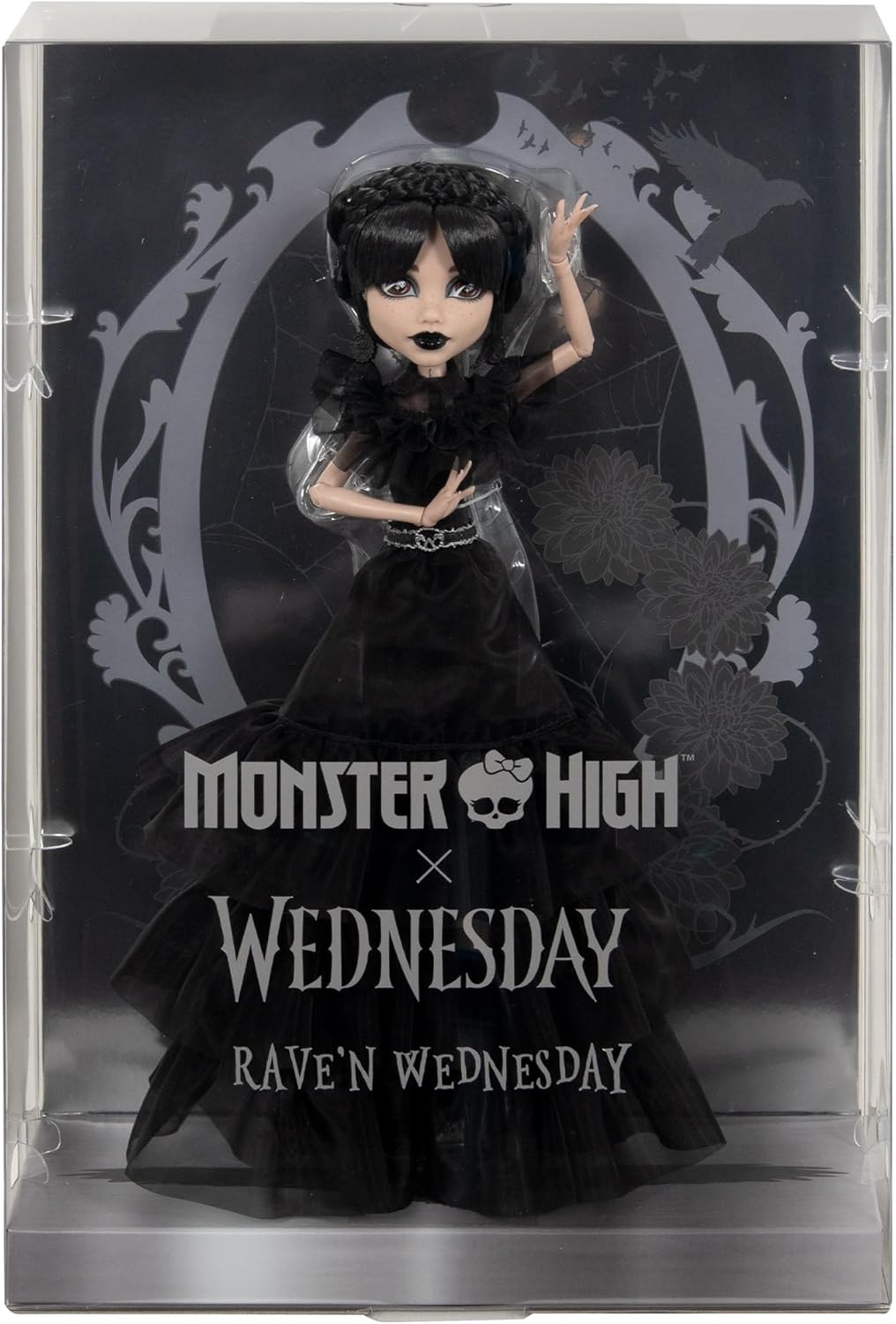 Monster High Wednesday Puppe, Rave’N Wednesday Sammelfigur in schwarzem Gothic-Kleid, inspiriert von
