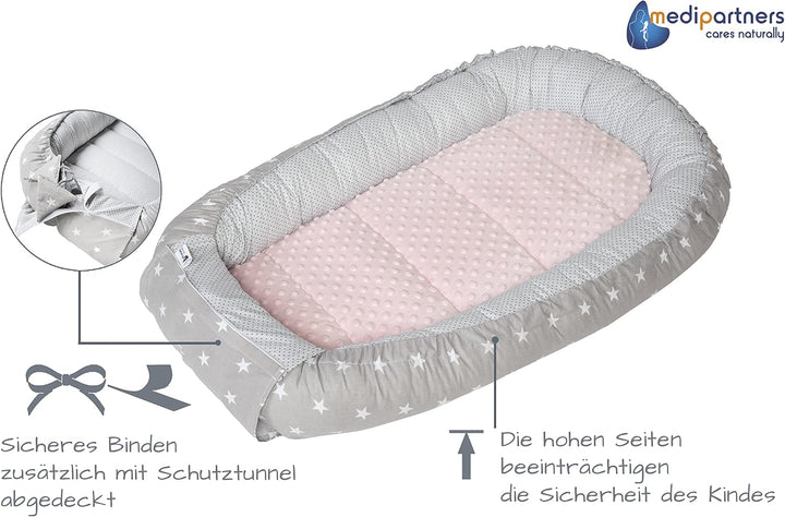 Medi Partners Babynest Kuschelnest Babynestchen 100% Baumwolle Nestchen Reisebett für Babys Säugling