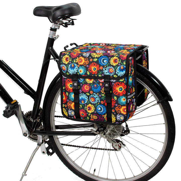 BikyBag Classic CE - Doppel-Fahrradtasche, 2x13L Gepäckträgertasche, Wasserabweisend, mit Reflektore