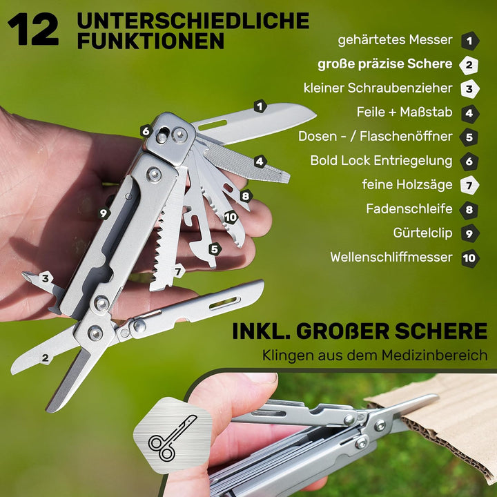 Multitool [440C Edelstahl] Outdoor Camping Survival Multitool Werkzeug Messer, Überlebensmesser, Tas