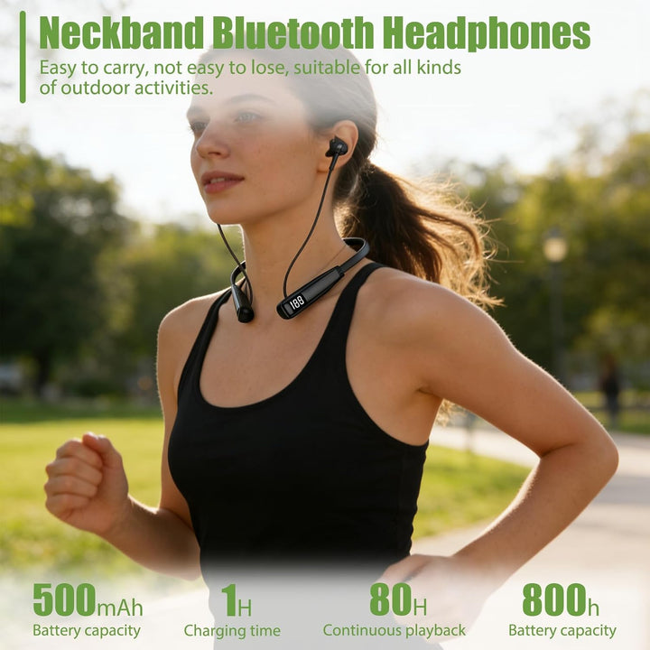 Bluetooth 5.3 Nackenbügel Kopfhörer Sport Bluetooth Kopfhörer 30Std Akku | 3D Surround, Magnet Ohrhö