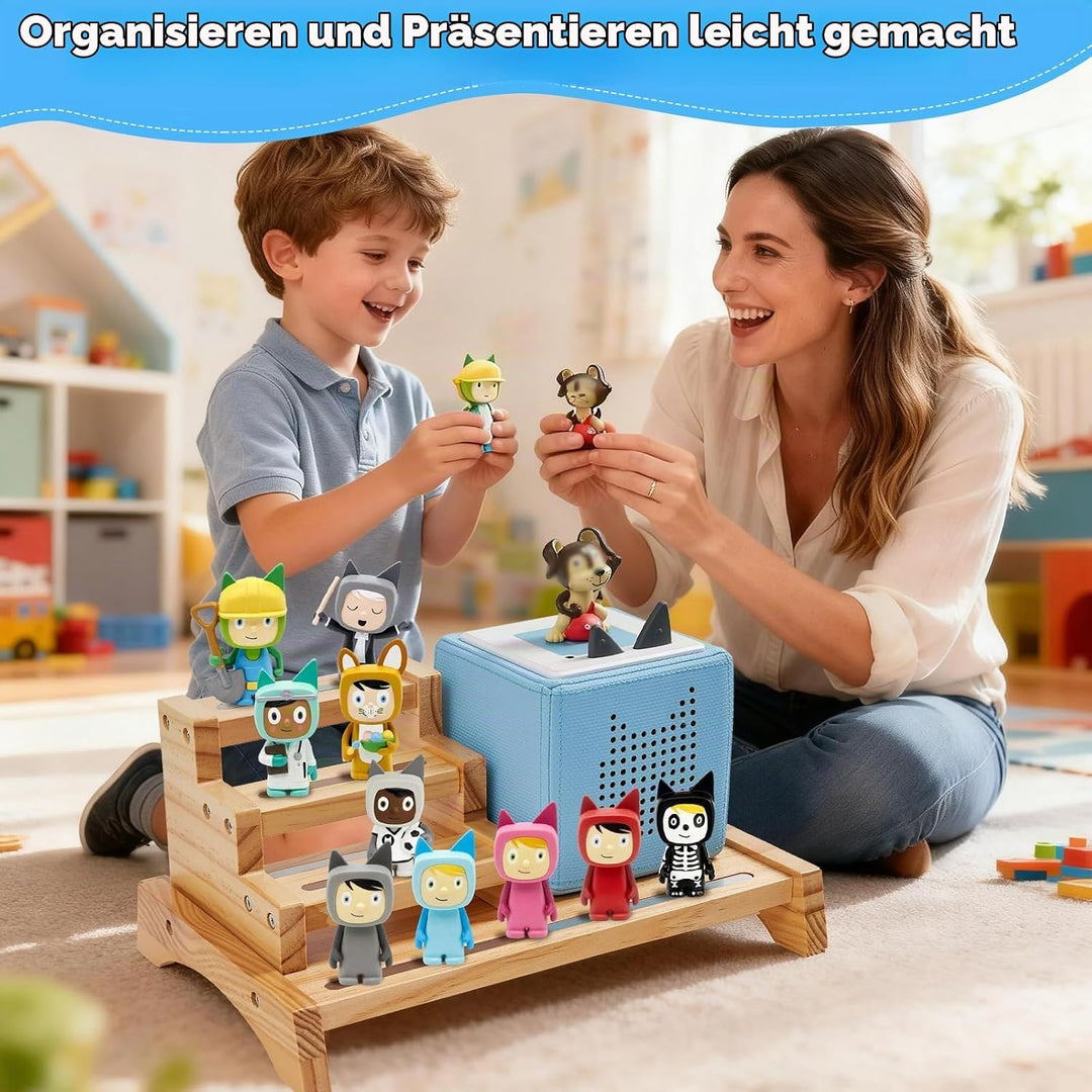 für 3-Tier Toniesbox Regal, Massiv Kiefernholz Tonie Regal Mädchen Kompatibel mit Toniesbox 1 und To