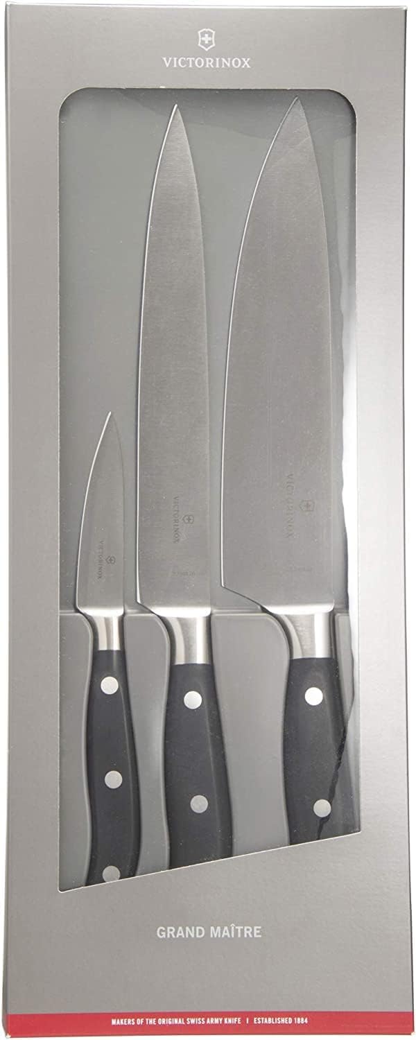 Victorinox Grand Maître, Profi Koch-Set, 3-teilig, gerader Schliff, Extra Scharf, Robuster Kunststof