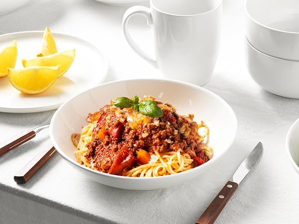 6 Stück Pastateller, 1100ml Porzellan Suppenschalen Salatteller, 36oz | Grosse Suppenteller für Past