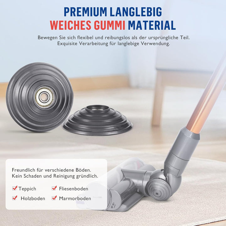 Upgrade Staubsaugerkopfanschluss + V-ball Rad für Dyson V10 V11 V15 Bodendüse Staubsauger Ersatzteil