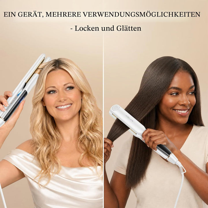 ANLAN Glätteisen und Lockenstab 2 in 1, 36mm extrabreite Platte, 100-230°C präzise Temperatureinstel