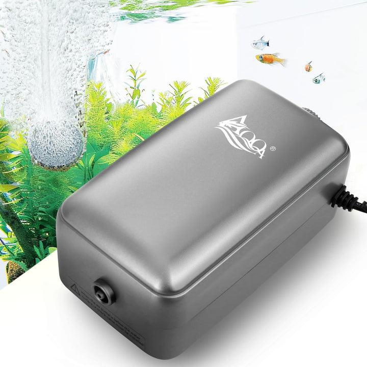 AQQA Aquarium Luftpumpe, ≤ 35dB Extrem Leise Aquarium Sauerstoffpumpe mit Allem Zubehör, für Aquarie