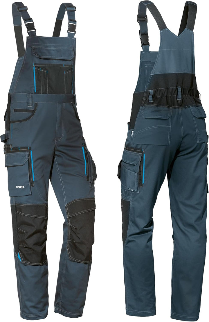 Uvex Tune-up Lange Herren-Arbeitshose - Lange Latzhose mit Knietaschen - Premium Latzhosen 46 Blau,