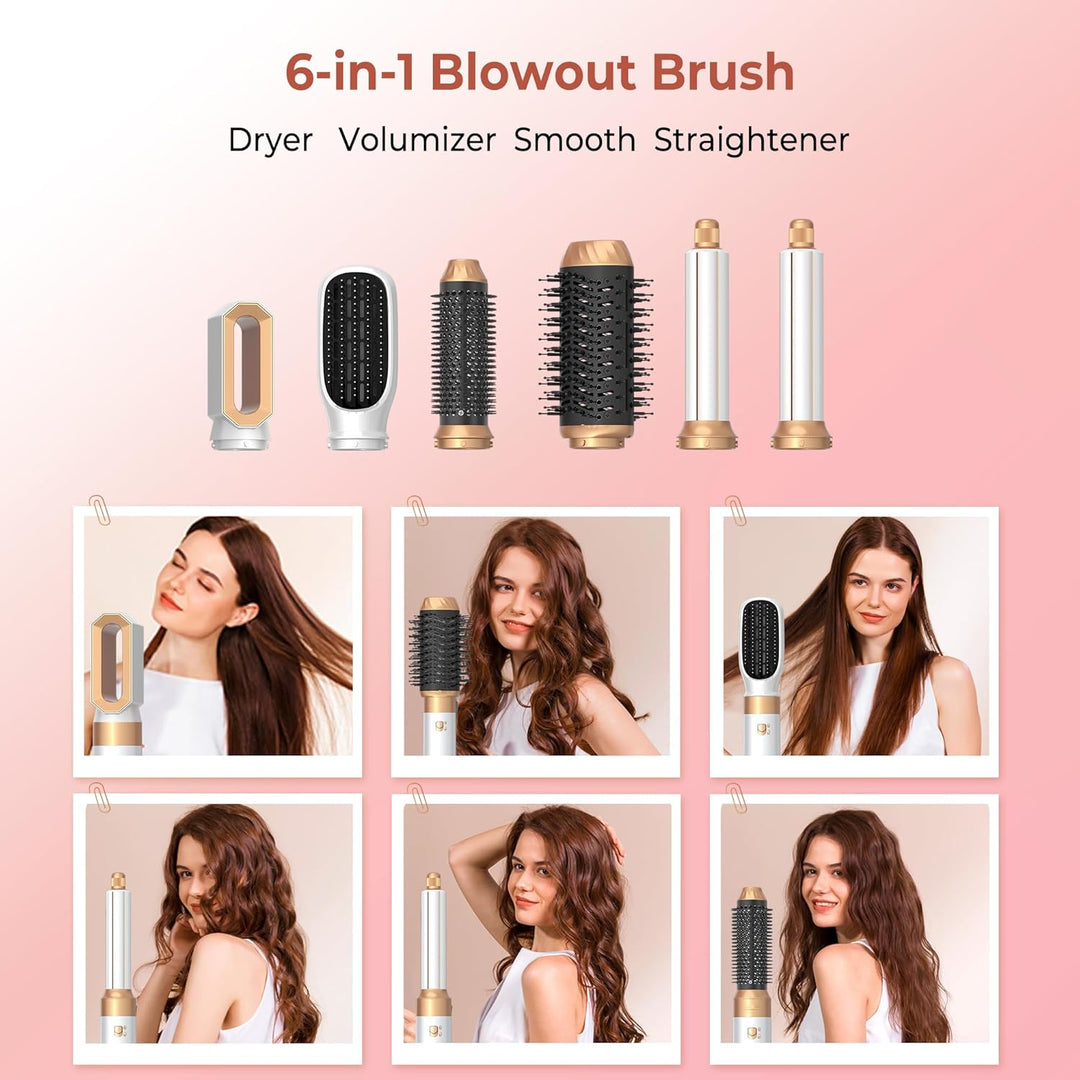 MogaWave Pro Airbrush Air Styler 6 in 1 Hair Styler, 1000W Rundbürstenföhn, Warmluftbürste, Föhnbürs