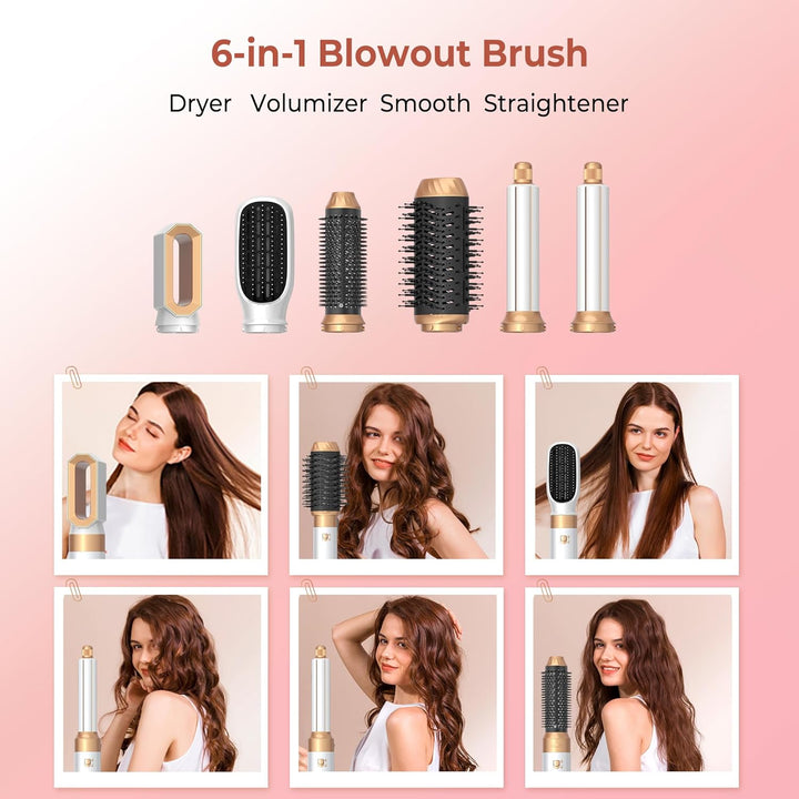 MogaWave Pro Airbrush Air Styler 6 in 1 Hair Styler, 1000W Rundbürstenföhn, Warmluftbürste, Föhnbürs