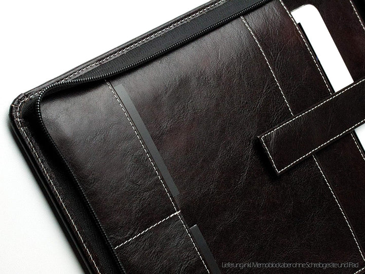 DELMON VARONE - Personalisierbare Tablet Schreibmappe DIN A4 aus Premium Vintage Anilin Leder braun,
