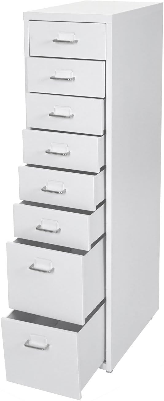 Mendler Rollcontainer Boston T851AM 110x28x41cm - weiss, Weiss