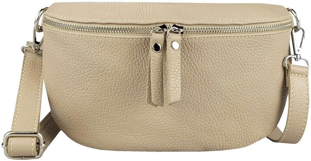 OBC Made in Italy Damen Leder Tasche Handytasche Gürteltasche Crossbody Hüfttasche Bauchtasche Umhän