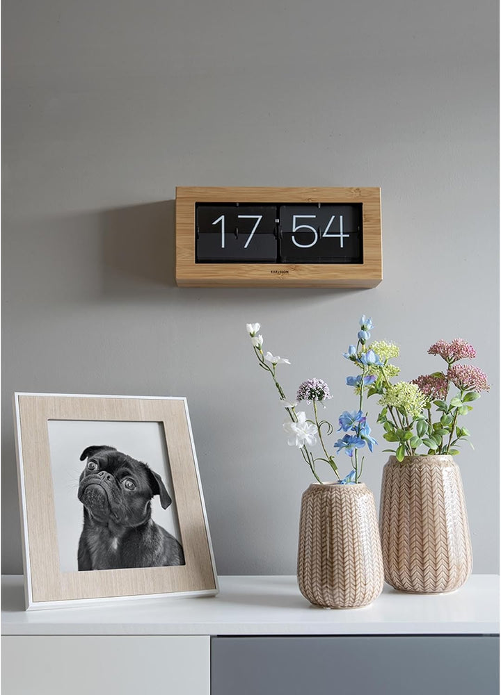 Karlsson KA5642WD Tisch Wanduhr XL Flip Clock Holz 17,5 x 37 x 9 cm Bambusholz 37 x 17,5 x 9 cm Bamb