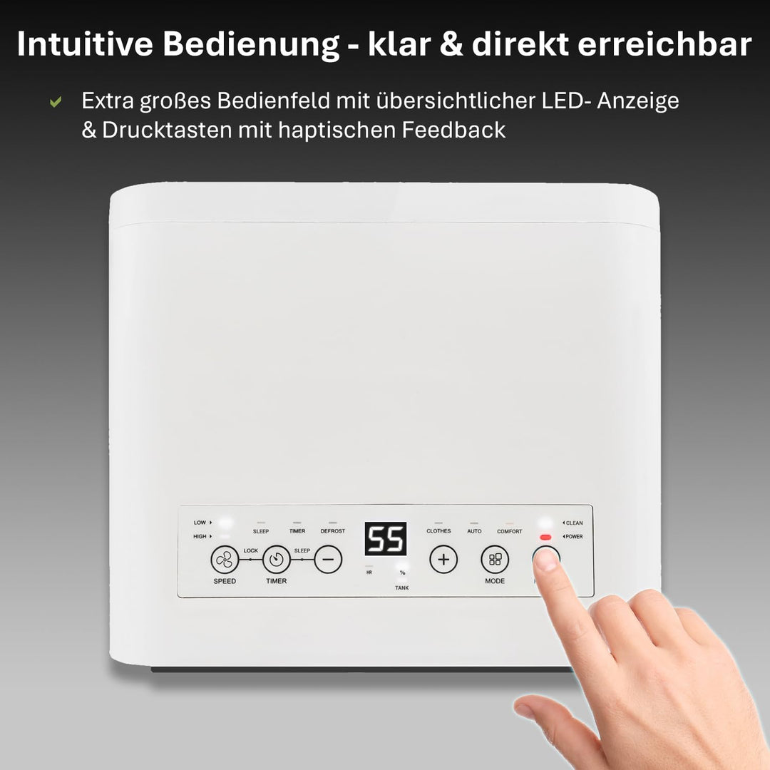 alfda AEF1200 Luftentfeuchter 12 L Tag | bis 25 m², leise & energieeffizient, Automatikprogramm, Abl