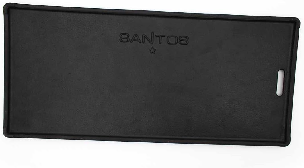 SANTOS Grillplatte/Grillplancha - Gusseisen Wendeplatte 33,5x48cm - 2 Seitig nutzbar - BBQ-Gussplatt