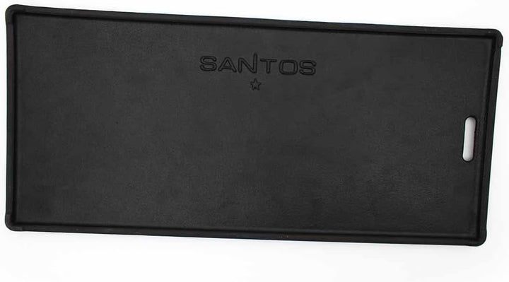 SANTOS Grillplatte/Grillplancha - Gusseisen Wendeplatte 33,5x48cm - 2 Seitig nutzbar - BBQ-Gussplatt