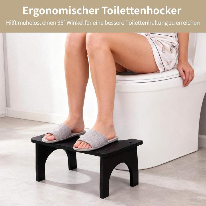 Holz-Toilettenhocker, Holz-Toilettenhocker für Erwachsene, ergonomischer 35°-Hocktoilettensitz, Bequ
